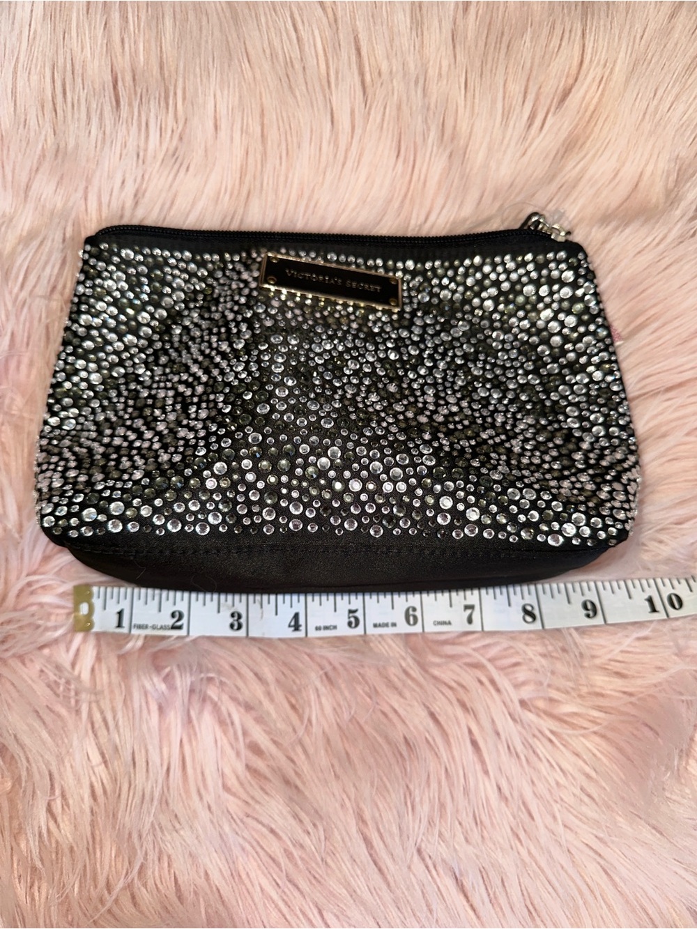 Victoria's Secret Black Crystal-Studded Makeup Pouch - Picture 6 of 14